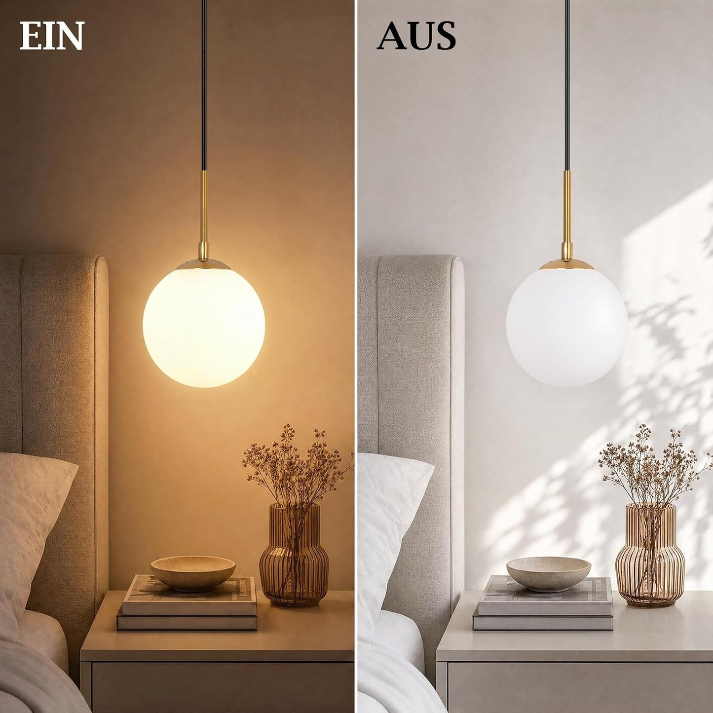 ZMH Pendelleuchte G9 Schlafzimmer Glas Esstisch Modern Hängelampe