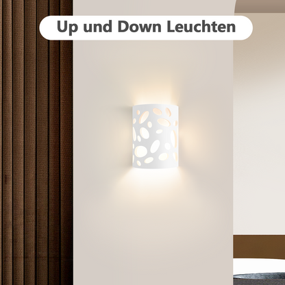ZMH Wandleuchte Innen Wandlampe Flur - Up and Down Leuchten Modern Design Wandleuchten E14 Flurlampe Wei? Gipsleuchte Treppenhaus Wandlicht f¨¹r Wohnzimmer K¨¹che - Ohne Leuchtmittel