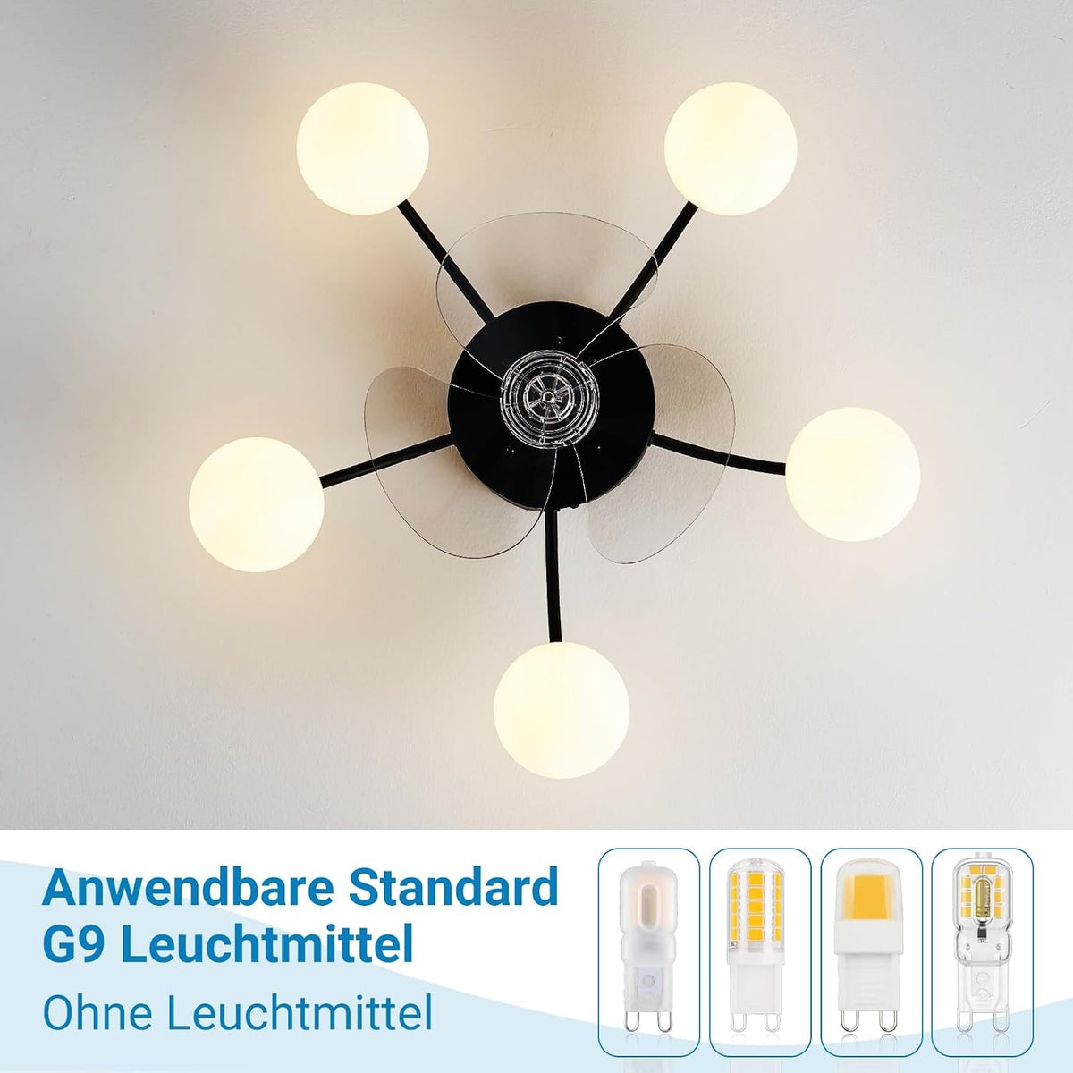 ZMH Deckenleuchte mit Ventilator Leise Deckenventilator Ohne Licht