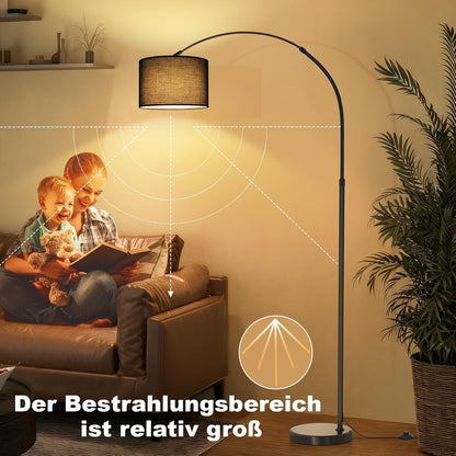 ZMH Bogenlampe Wohnzimmer Stehlampe - Stoffschirm Ø30 cm Stehleuchte 181CM