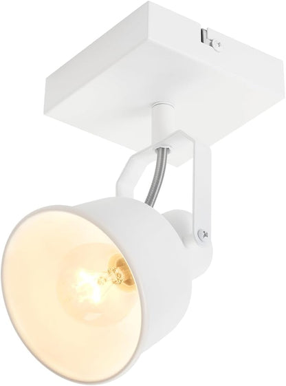 ZMH Deckenstrahler 1/2 Flammig Schwarz/Weiß: Deckenlampe Vintage Schwenkbar 350° MAX.25W E14 Fassung Industrial Spotbalken für Wohnzimmer Schlafzimmer Büro (ohne Leuchtmittel)