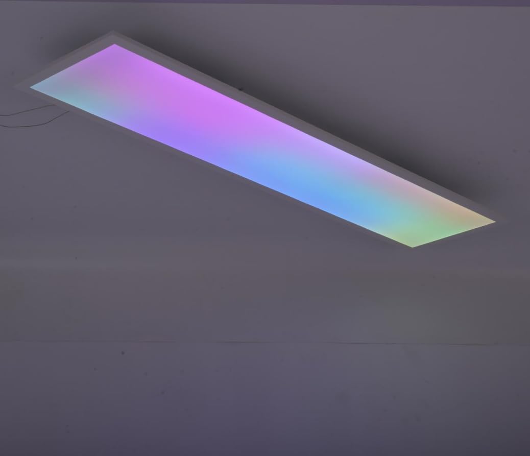 LED Panel 100x25 Deckenleuchte - Deckenpanel Dimmbar Lang Tageslichtlampe GRB Backlight Farbwechsel Bürolampe Flach Büro 24W Deckenlampe Küchenlampe für Werkstatt Flur Küche Wohnzimmer