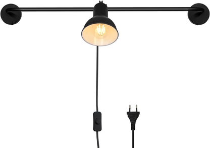 ZMH Wandleuchte innen Wandlampe Schwarz - E27 Vintage Metall Flurlampe Schwenkbar Design Treppenhauslampe Indirekt Wandbeleuchtung mit Schalter f¨¹r Wohnzimmer Schlafzimmer Flur Treppenhaus Bett