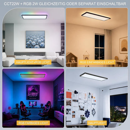 ZMH RGB LED Deckenleuchte Dimmbar Deckenlampe Weiß Modern 3000-6500K