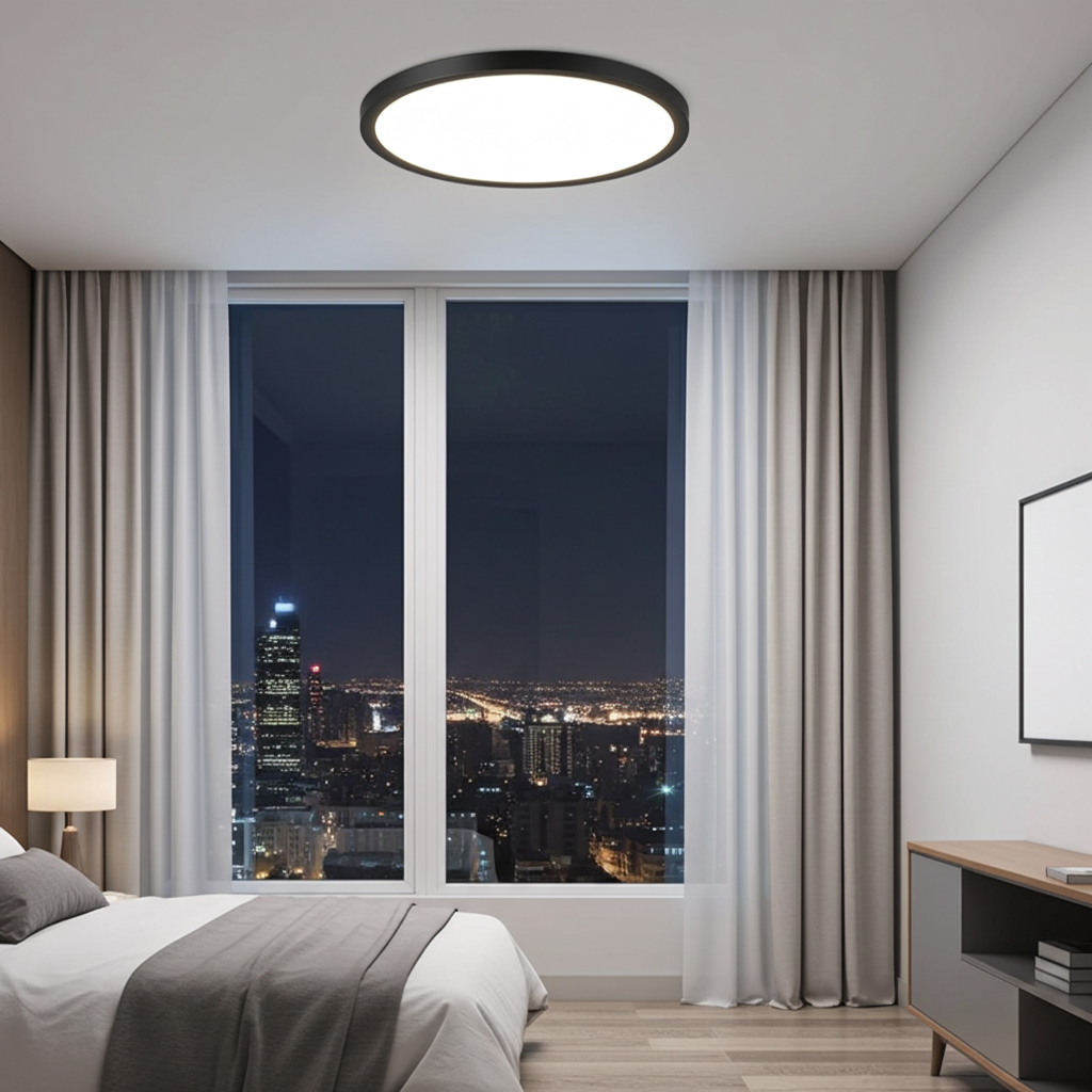 Deckenlampe LED Deckenleuchte Badezimmer - Ø30cm Badezimmerlampe Flach Schwarz Rhombenplatte Badlampe Rund Schlafzimmer Küchenlampe 24W Warmweiß Flurlampe Deckenbeleuchtung für Küche Flur Bad