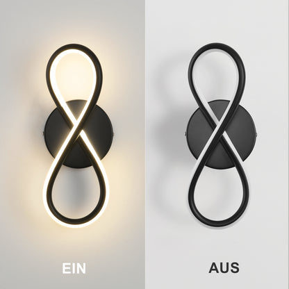 ZMH Wandleuchte Innen LED Wandlampe Schwarz: Wand Lampe f¨¹r Treppenhaus Schlafzimmer Wohnzimmer Korridor K¨¹hles Modern Design 7W Kurvendesign Dekorativ Wandleuchten Warmwei? 3000K