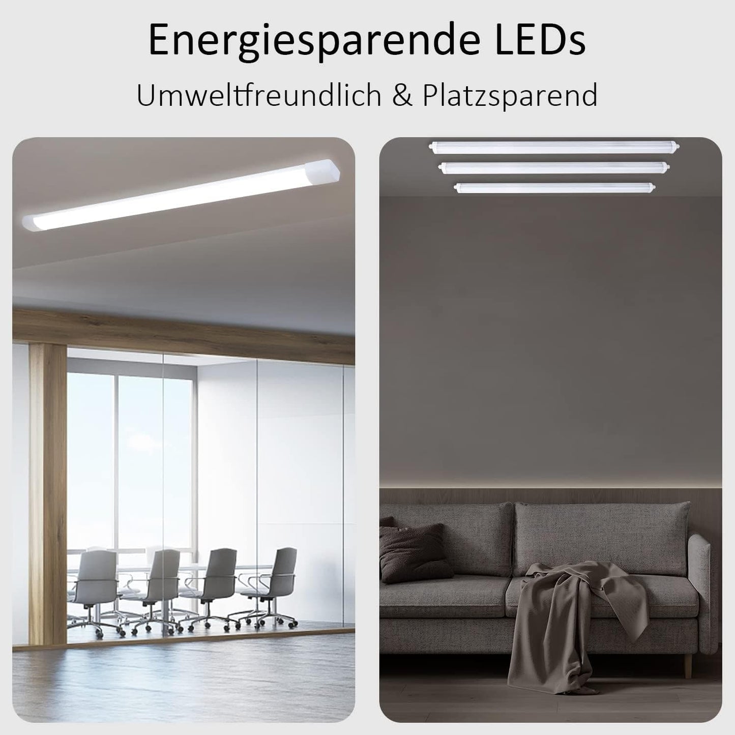 ZMH LED Deckenleuchte 120CM Deckenlampe - 36W 3850LM Werkstattlampe Kellerlampe Flach Neutralweiß 4000K Küchenlampe Energiesparen Röhre Abstrahlwinkel 180 ° für Garage Küche Warenhaus Büro Keller ZMH-Lichtstein