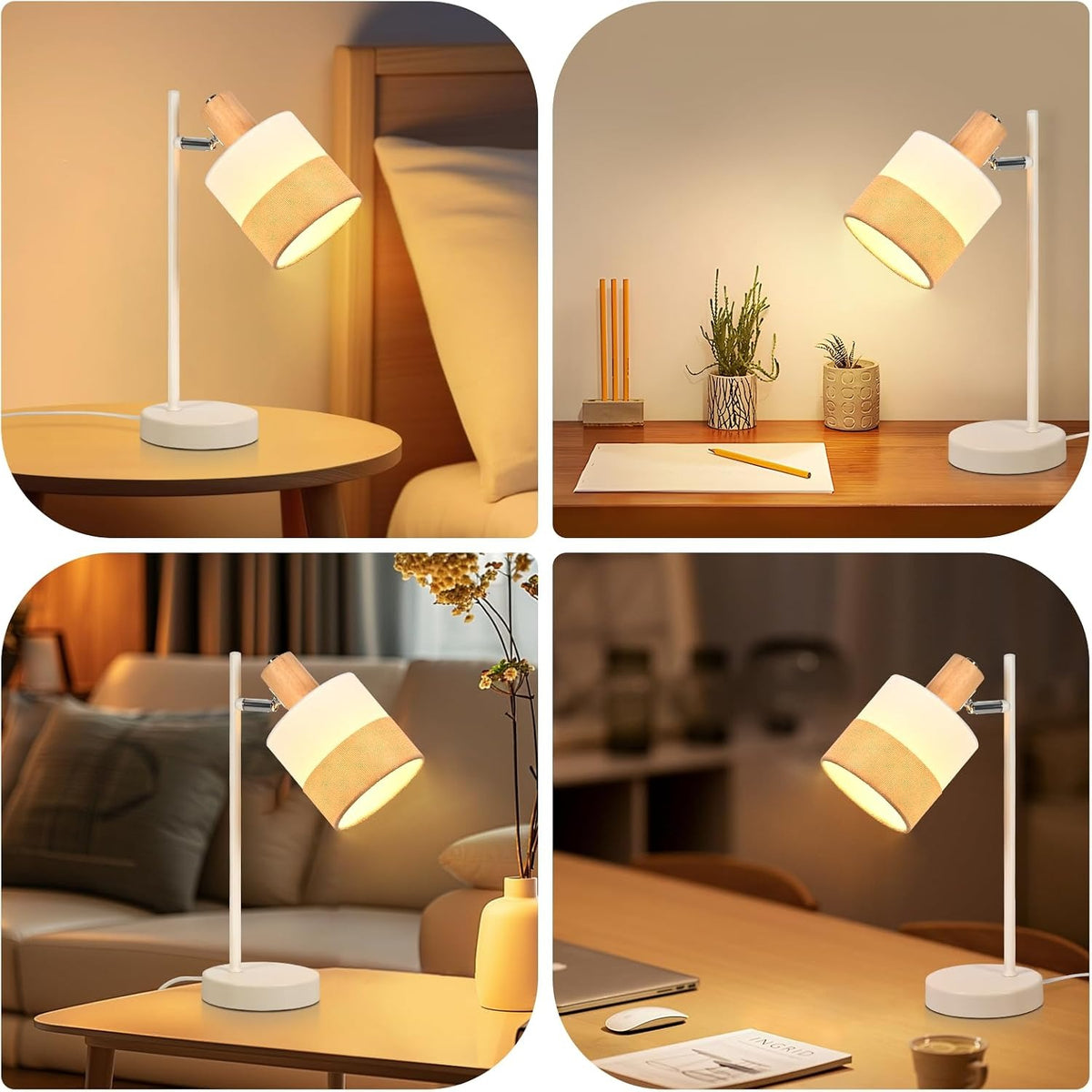ZMH Tischlampe Wohnzimmer Nachttischlampe Holz 2er Set E14