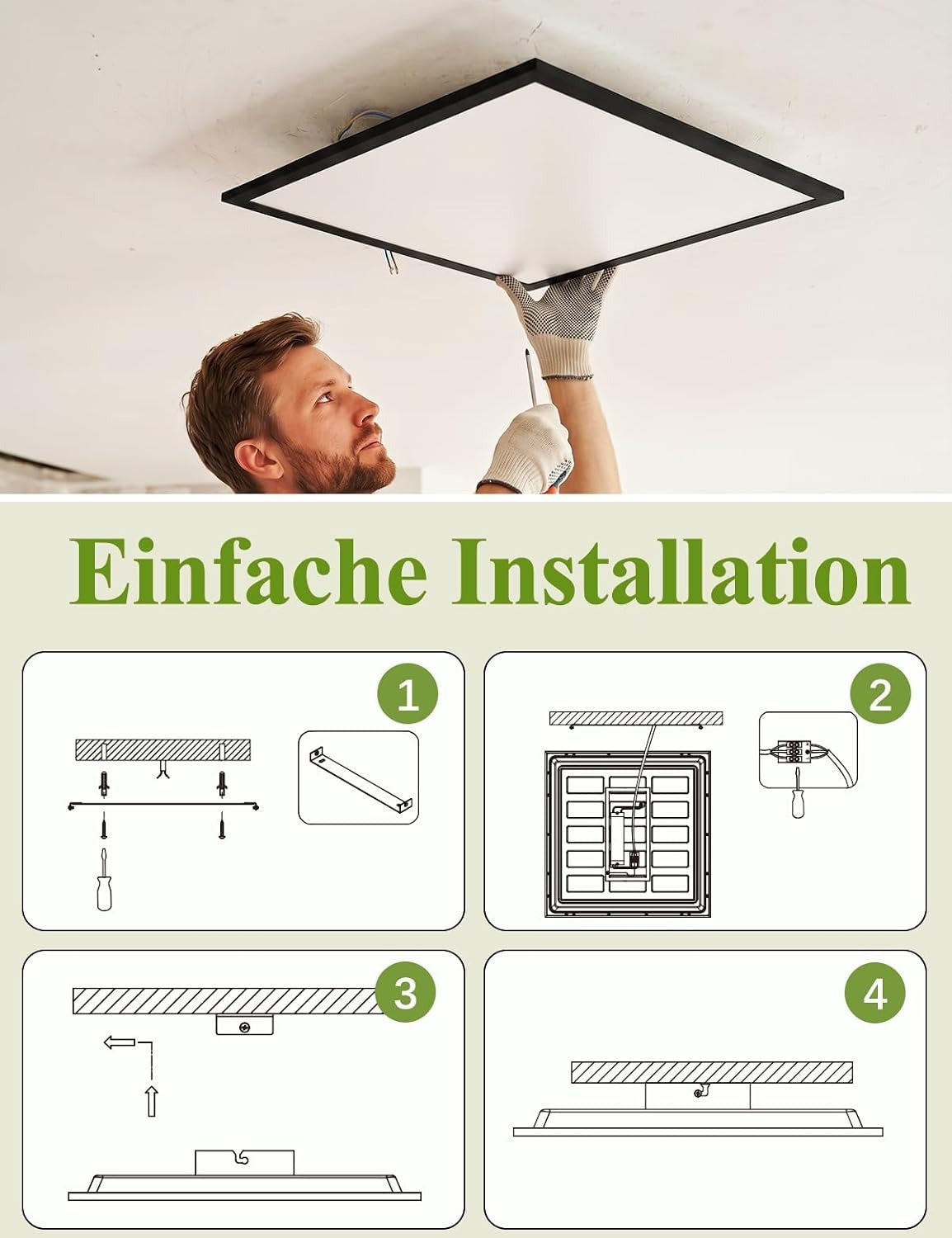 ZMH LED Deckenleuchte 45x45cm Dimmbar LED Panel Weiß Deckenlampe