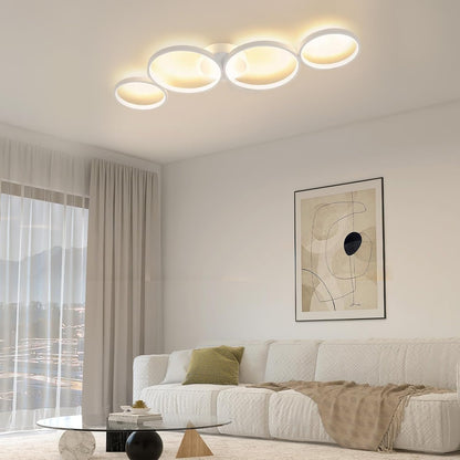 ZMH LED Deckenlampe Modern, 4-flammig in Ring-Optik, 37W Warmweiß 3000K, Deckenleuchte Rund 89cm aus Aluminium