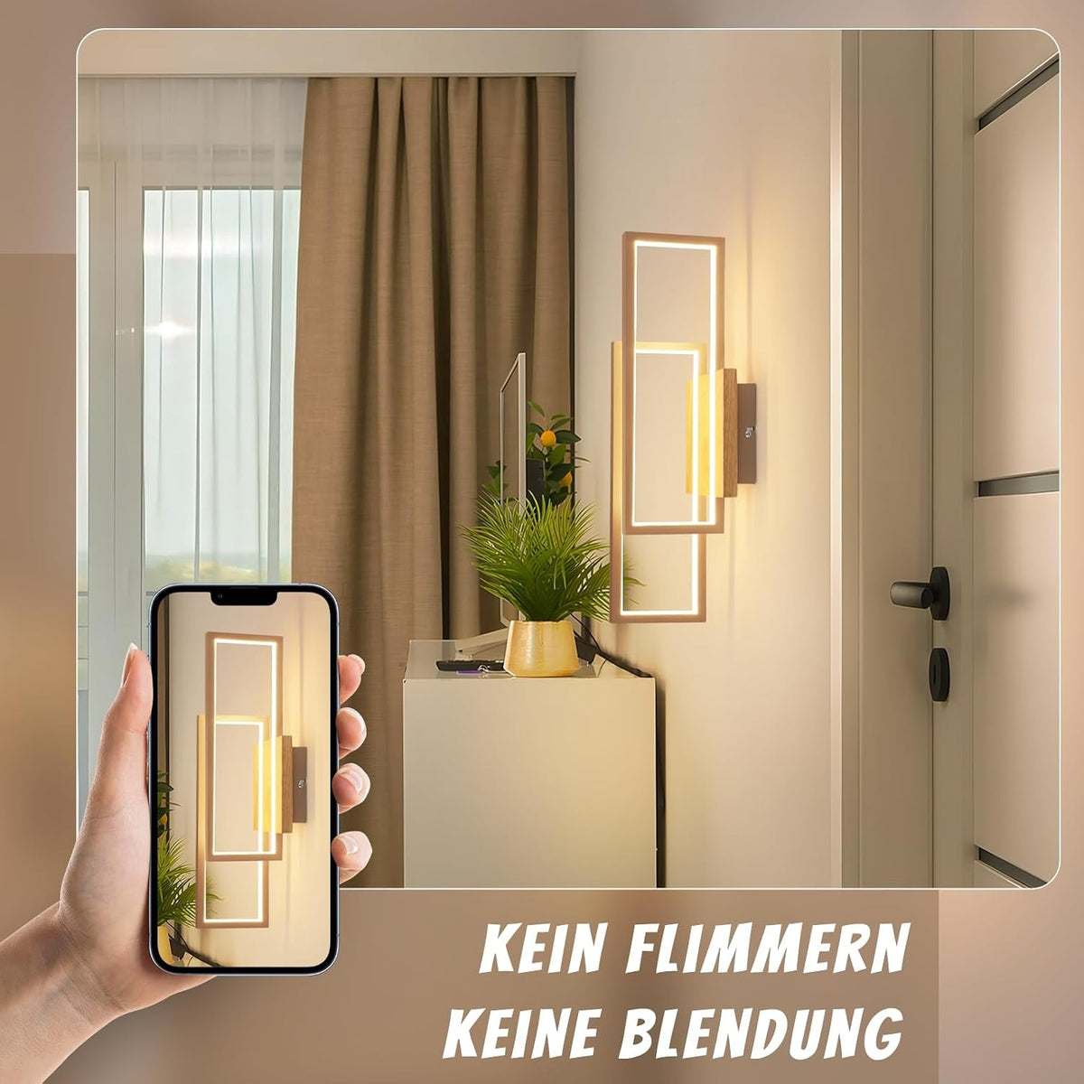 ZMH Deckenlampe LED Deckenleuchte Schlafzimmer 24W Holz 48cm Flurlampe