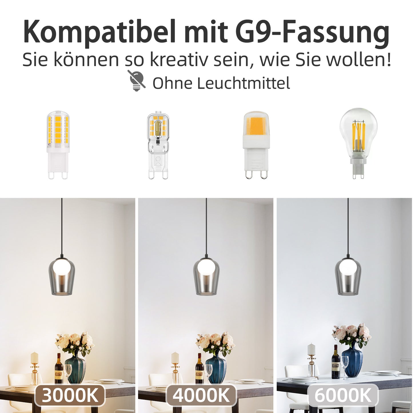 Pendelleuchte Schlafzimmer H?ngelampe Schwarz - 1 Flammig H?ngeleuchte Glas Esstischlampe H?ngend G9 Nachtisch Pendellampe H?henverstellbar f¨¹r Wohnzimmer Esstisch Flur (ohne Leuchtmittel)
