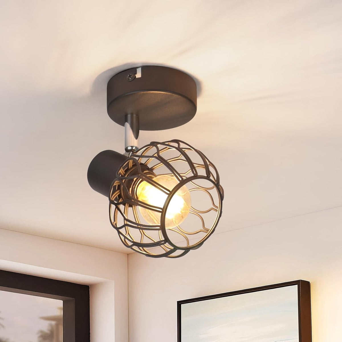 ZMH LED Deckenstrahler Schwarz-Grau-Weiß, E14 Deckenlampe 4 Flammig Schwenkbar
