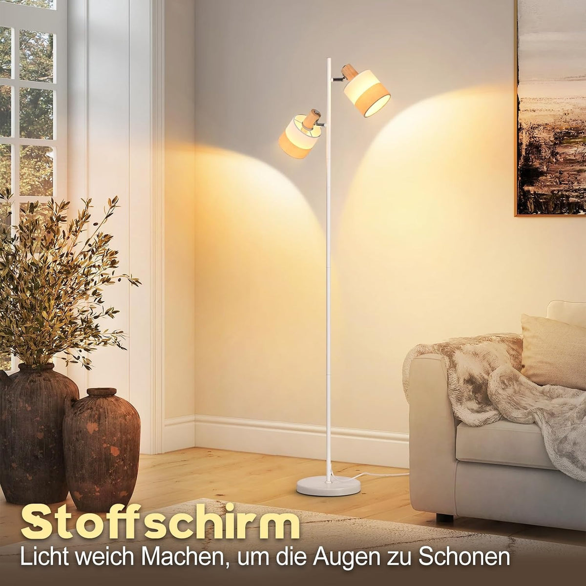 ZMH Stehlampe wohnzimmer drehbarer E14 Doppellampenkopf