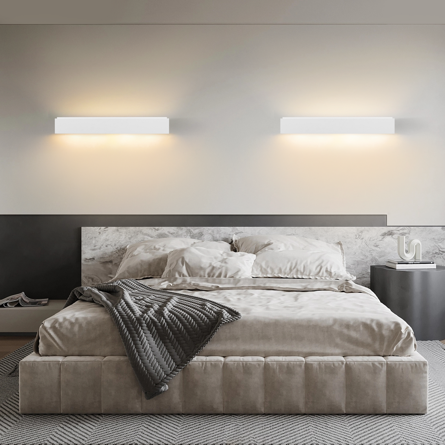 ZMH Wandleuchte Innen Wandlampe Flur - Up and Down Wandleuchten Modern Design G9 Flurlampe Wei? Gipsleuchte Wand Treppenhaus Lampe f¨¹r Wohnzimmer K¨¹che 52CM - Ohne Leuchtmittel