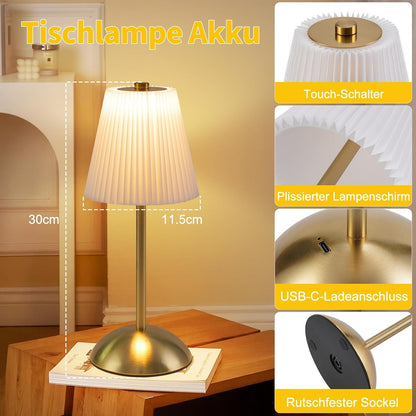 ZMH Tischlampe Kabellos Nachttischlampe 2er Set LED Akku Tischleuchte Aufladbar