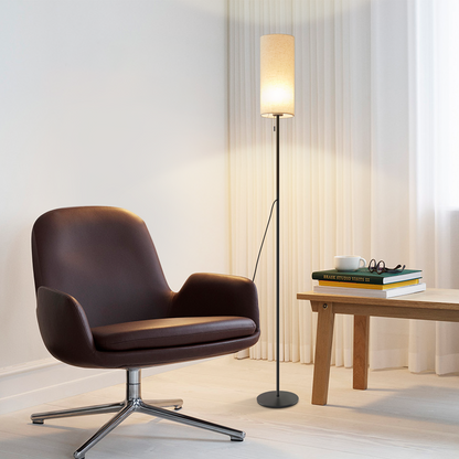 ZMH Stehlampe Wohnzimmer Dimmbar Stehleuchte: LED Standleuchte 3 Farbtemperaturen Vintage Beige Lampenschirm Standlampe mit Seilzugschalter Retro Stoff Leselampe f¨¹r Schlafzimmer Esszimmer B¨¹ro