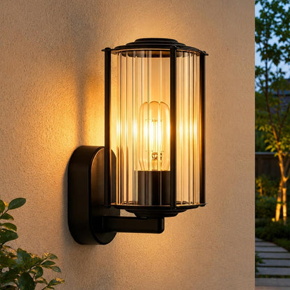 ZMH LED Wandleuchte Aussen Außenlampe Schwarz 10W 3000K Glas