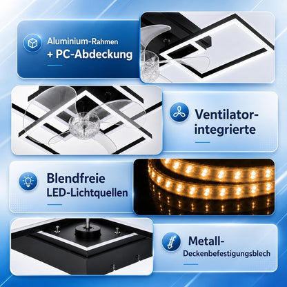 ZMH LED Deckenventilator mit Beleuchtung und Fernbedienung Dimmbar