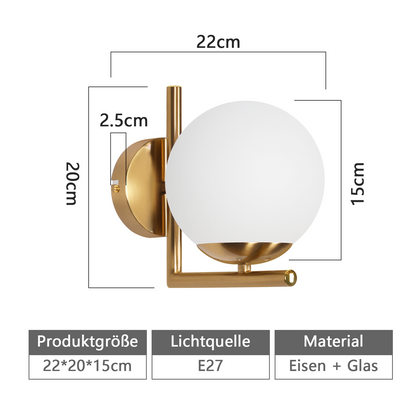 Wandleuchte Innen Wandlampe Schlafzimmer - Wandbeleuchtung Treppenhaus Glaskugel Vintage Gold Glas Lampenschirm Flurlampe Badezimmer E27 Modern Design Beleuchtung f¨¹r Flur Bad - Ohne Leuchtmittel