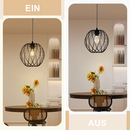 Pendellampe Schwarz H?ngelampe Rund - Pendelleuchte Vintage E27 H?ngeleuchte Retro Industrie Esstischlampe K¨¹chenlampe Wohnzimmer Treppenhaus Flur Ohne Leuchtmittel