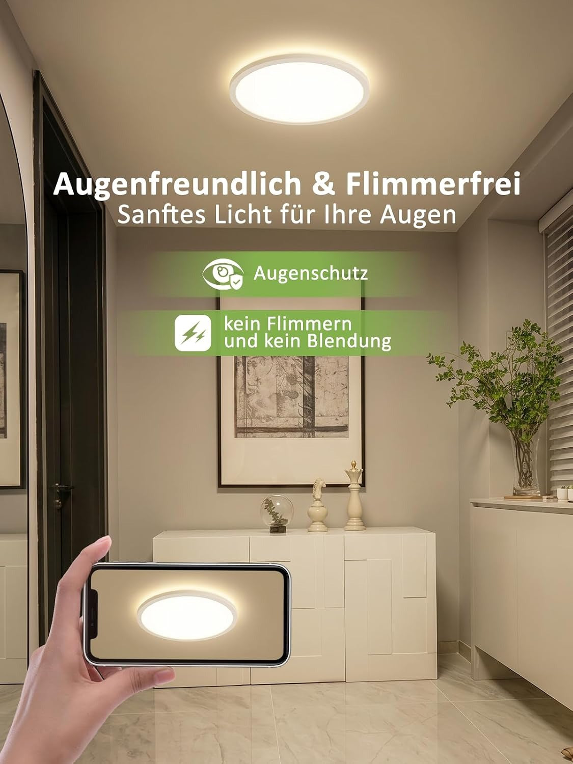 ZMH LED-Deckenlampe mit Bewegungsmelder 18W 1927 Lumen 4000K Ø30cm