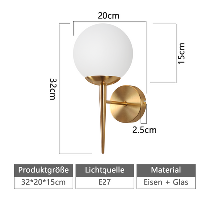 Wandleuchte Innen Wandlampe Schlafzimmer - Wandbeleuchtung Glaskugel Treppenhaus Gold Vintage Flurlampe Badezimmer Glas Lampenschirm Modern Design E27 Beleuchtung f¨¹r Flur Bad - Ohne Leuchtmittel