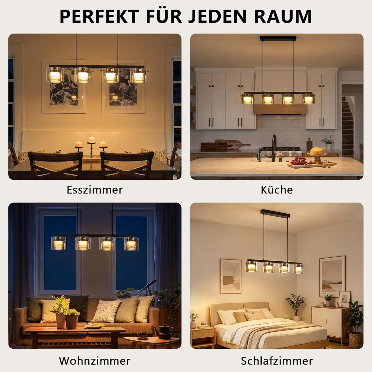 ZMH Pendelleuchte Esstisch Hängelampe Glas