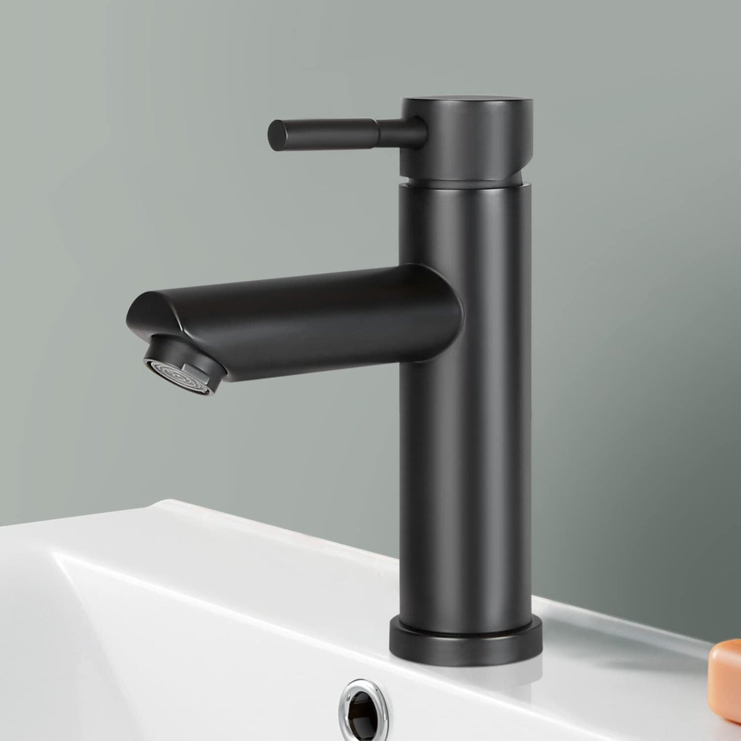 ZMH Wasserhahn Bad Waschtischarmatur Waschbecken - Armatur Schwarz Warm- und Kaltwasserhahn Höhe 100mm Hochdruck Mischbatterie Einhebelmischer Badarmatur, Für Badezimmer Spül Küche