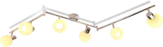 ZMH Deckenstrahler 6 Flammig Deckenleuchte Wohnzimmer - Deckenlampe Wei? Strahler Innen Vintage Glas Deckenspots E14 Morden Design 350¡ãSchwenkbar Spots f¨¹r Schlafzimmer Flur(Ohne Leuchtmittel)