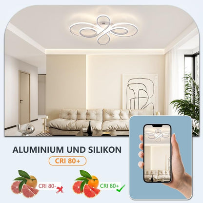 ZMH LED Deckenlampe Deckenleuchte Wohnzimmer - Wohnzimmerlampe Weiß Modern Design 65W Dimmbar mit Fernbedienung in Schmetterlingforming Deckenbeleuchtung für Schlafzimmer Esszimmer Arbeitszimmer
