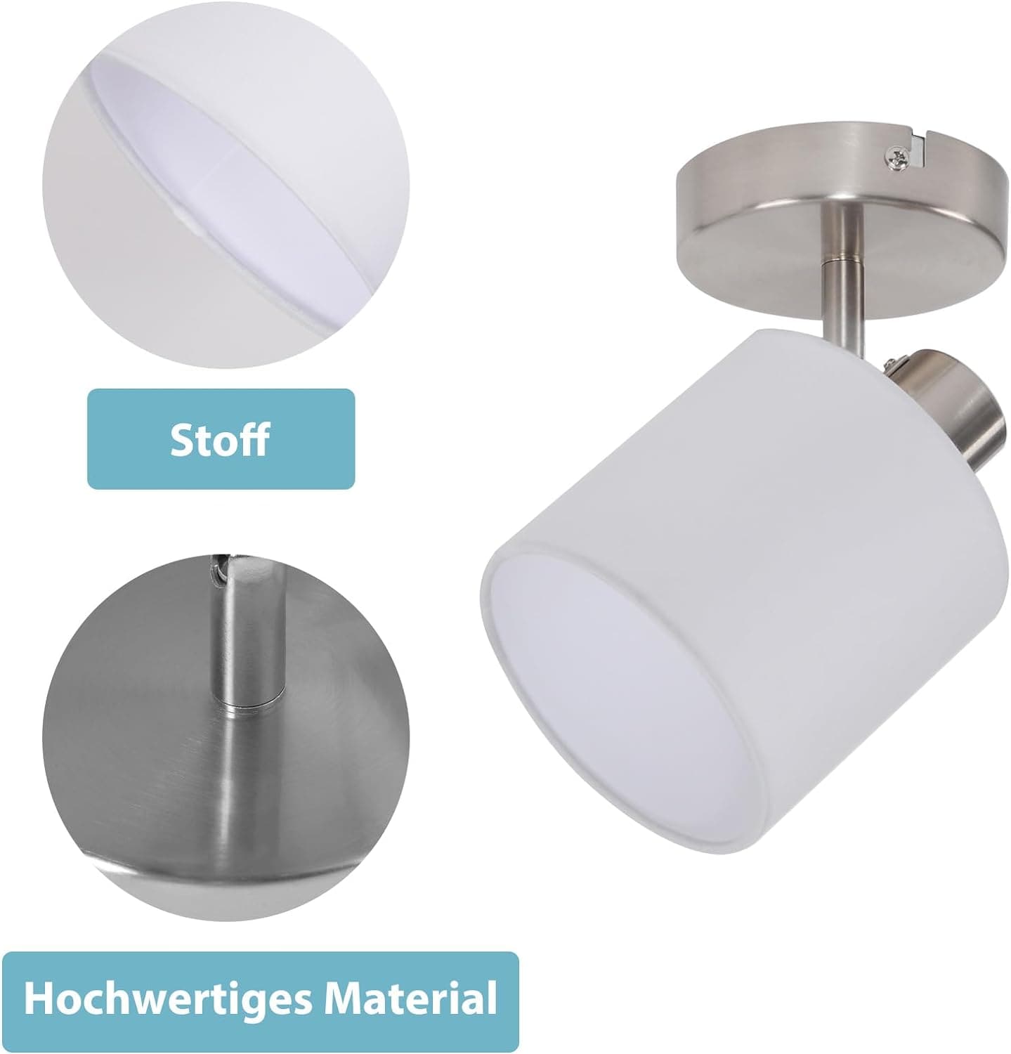 ZMH Deckenleuchte 1 Flammig Deckenlampe Flur - Deckenstrahler Modern Deckenspot Silber Wandstrahler Schwenkbar 350° E14 MAX.40W lampe für Wohnzimmer Schlafzimmer Küche