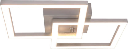 ZMH Deckenlampe LED Deckenleuchte Wohnzimmer - Modern Design Küchenlampe 24W Wohnzimmerlampe Flurlampe Warmweiß Schlafzimmerlampe Flur Deckenbeleuchtung Eckig Silber für Kinderzimmer Büro
