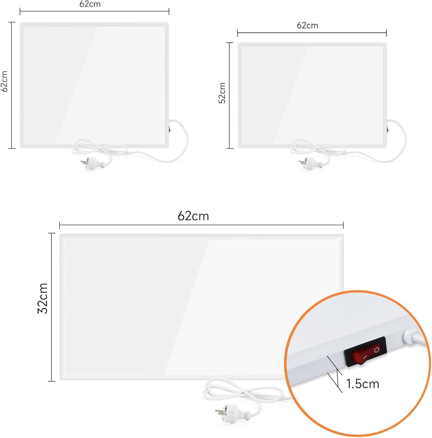 ZMH Infrarotheizung Energiesparend Infrarot Wandheizung - 170W/290W/350W Heizung Elektrisch Wandmontage Elektroheizung Wand Badezimmer mit Überhitzungsschutz Heizkörper Infrarotheizkörper Infrared Heater