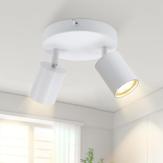 ZMH Deckenstrahler 2 Flammig Deckenleuchte Wohnzimmer: Modern Deckenlampe GU10 Strahler Rund Wei? K¨¹chenlampe Flur Deckenspot Schwenkbar Innen Spot f¨¹r Schlafzimmer K¨¹che Ohne Leuchtmittel