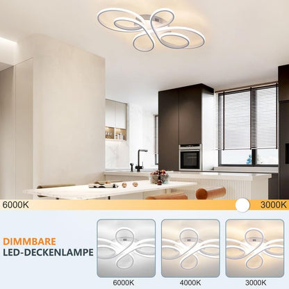 ZMH LED Deckenlampe Deckenleuchte Wohnzimmer - Wohnzimmerlampe Weiß Modern Design 65W Dimmbar mit Fernbedienung in Schmetterlingforming Deckenbeleuchtung für Schlafzimmer Esszimmer Arbeitszimmer