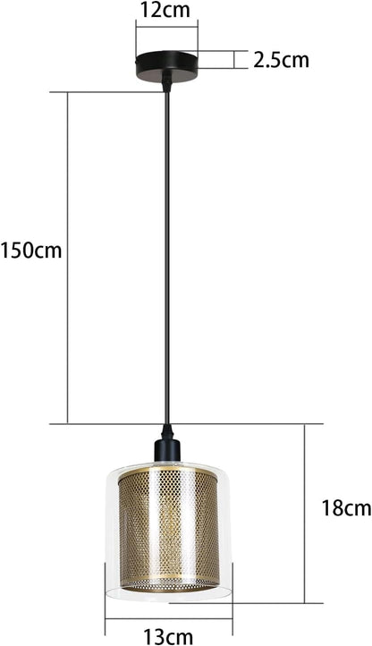 ZMH Vintage Pendelleuchte esstisch Hängelampe - 1 Flammig E14 Max. 40W Hängeleuchte Retro Pendellampe aus Glas Metall Schwarz Gold Industrial Esstischlampe Küche Schlafzimmer Wohnzimmer Esszimmer