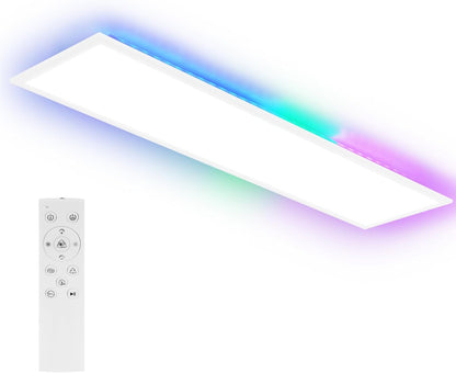 ZMH LED Panel 100x25 Deckenleuchte - Deckenpanel Dimmbar Lang Tageslichtlampe GRB Backlight Farbwechsel Bürolampe Flach Büro 39W Deckenlampe Küchenlampe für Werkstatt Flur Küche Wohnzimmer