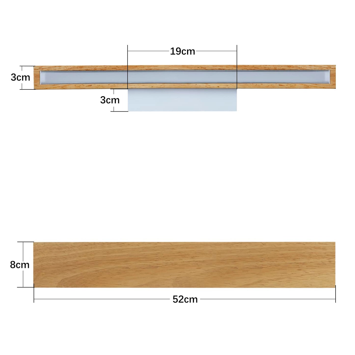 ZMH LED Wandleuchte innen Wandlampe - 52CM Holz Modern Flurlampe Up und Down Design 17W Treppenhauslampe Indirekt 3000K Warmweiß Wandbeleuchtung für Wohnzimmer Schlafzimmer Flur Treppenhaus Bett Küche