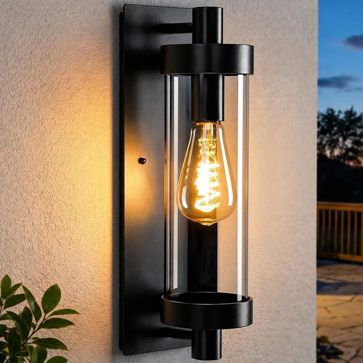 ZMH LED Wandleuchte Aussen Außenlampe Schwarz 10W 3000K Glas