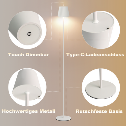 ZMH Stehlampe Wohnzimmer LED Dimmbar Stehleuchte - Modern USB Akku Standleuchte Lampe mit 3 Farbtemperaturen Wei? Stehlampe f¨¹r Schlafzimmer Arbeitszimmer und B¨¹ro 125 cm