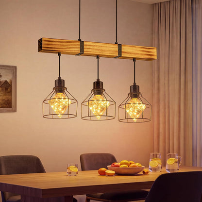 ZMH Vintage Pendelleuchte esstisch Hängelampe Holz Esstischlampe E27 Retro