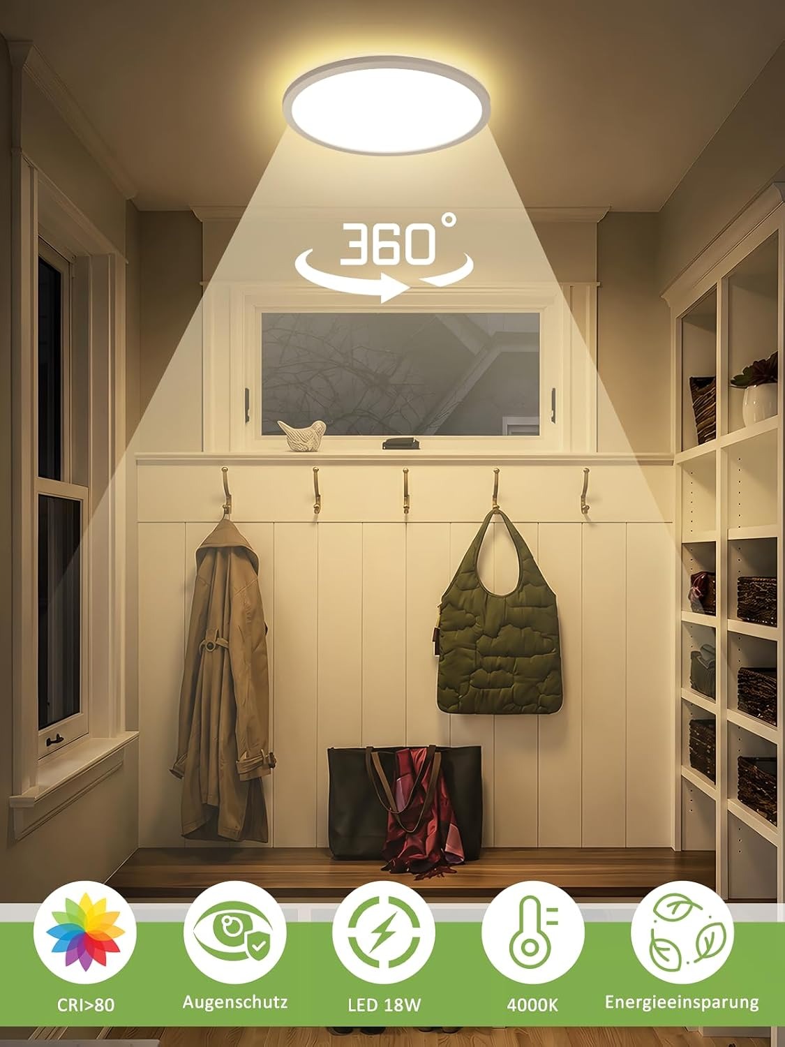 ZMH LED-Deckenlampe mit Bewegungsmelder 18W 1927 Lumen 4000K Ø30cm