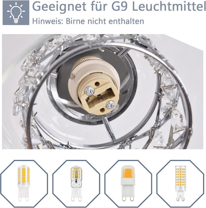 ZMH Pendelleuchte Treppenhaus Hängelampe 230CM G9 Kristall 10 Flammig