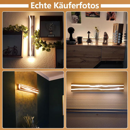 ZMH LED Wandleuchte innen Holz 80CM Wandlampe Wohnzimmer 13W Modern Design