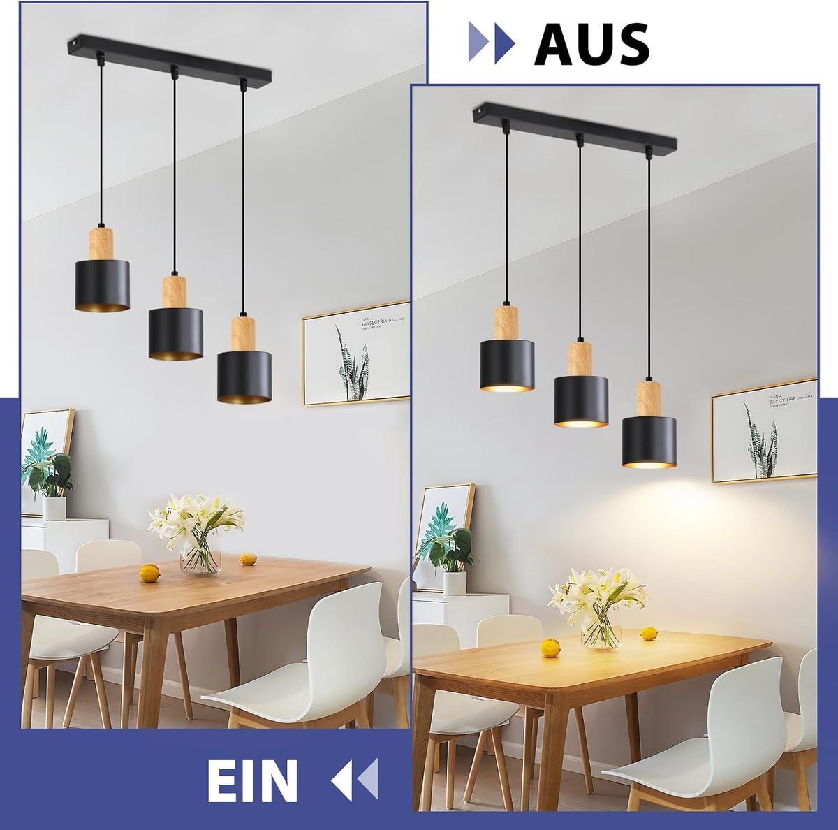 ZMH Pendelleuchte Esstisch E27 Hängelampe Vintage Küchenlampe