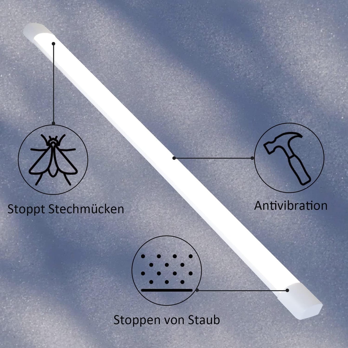 ZMH LED Deckenleuchte 120CM Deckenlampe - 36W 3850LM Werkstattlampe Kellerlampe Flach Neutralweiß 4000K Küchenlampe Energiesparen Röhre Abstrahlwinkel 180 ° für Garage Küche Warenhaus Büro Keller ZMH-Lichtstein