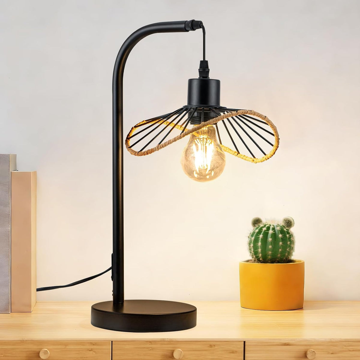 ZMH Tischlampe Schwarz Nachttischlampe Vintage Nachtlampe