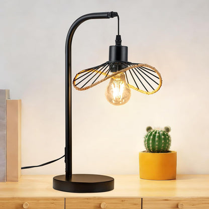 ZMH Tischlampe Schwarz Nachttischlampe Vintage Nachtlampe
