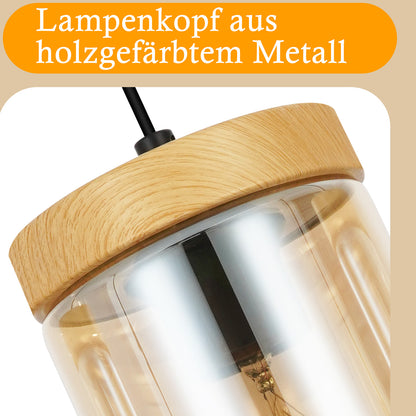 Pendelleuchte Esstisch Esszimmerlampe H?ngend - H?ngelampe Wohnzimmer Glas Esstischlampe Schlafzimmer 3 Flammig E27 H?ngeleuchte Vintage Pendellampe H?henverstellbar f¨¹r K¨¹che(ohne Leuchtmittel)